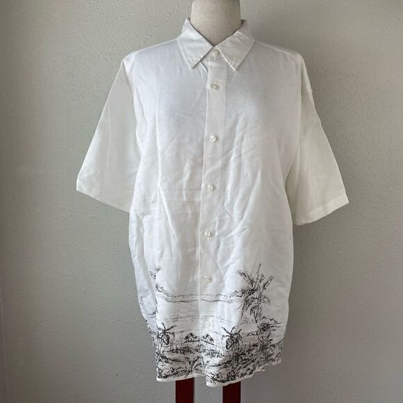 NWOT Tropical Linen Blend Button Down Shirt Size XXL - Picture 1 of 7